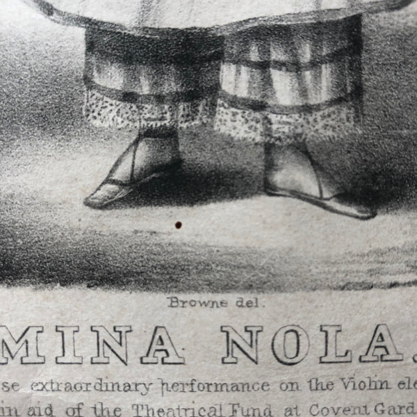 Mina Nola. Early Lithograph of a young violinist