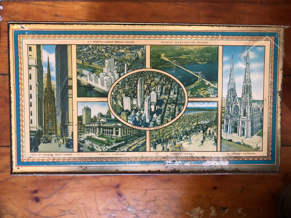 "Aeroplane View of Manhattan Island" box