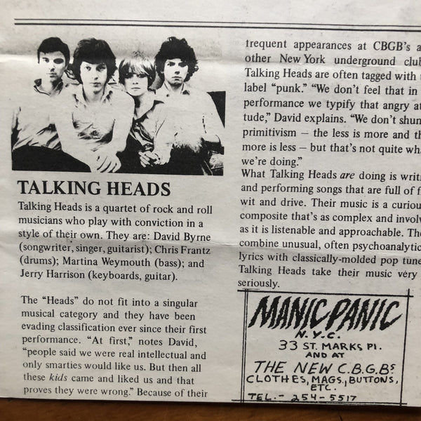 Talking Heads, Patti Smith et. al. at CBGB's