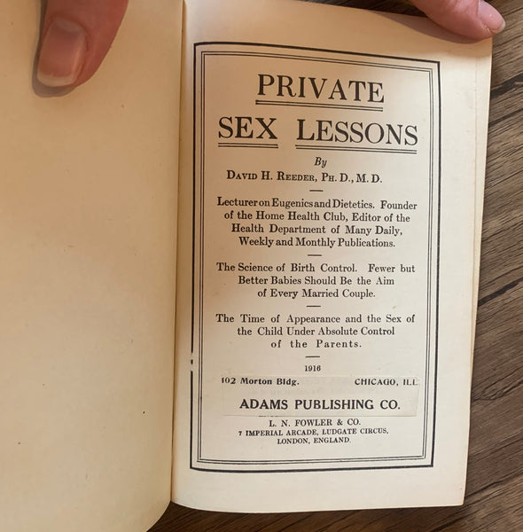 Private Sex Lessons of a Physician advertisement and book by David H. Reeder