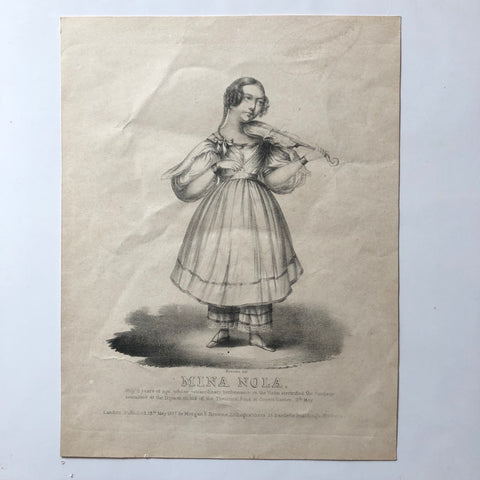 Mina Nola. Early Lithograph of a young violinist