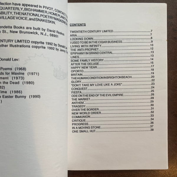 Twentieth Century Limited poems by Donald Lev