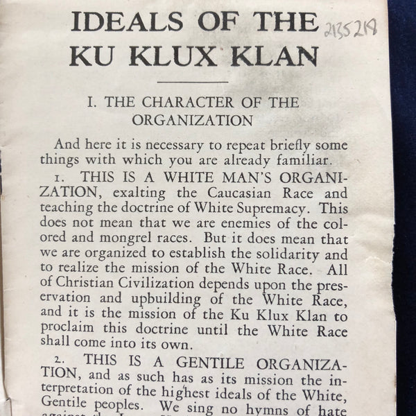 Ideals of the Ku Klux Klan